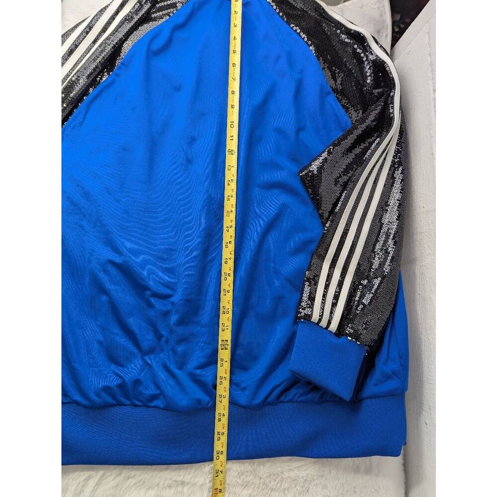 KORN x ADIDAS Limited Edition Blue Full zip Track Suit Jacket w Black Sequin Sle - Picture 8 of 9